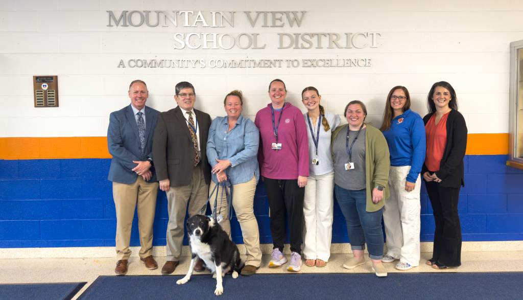 Integrative Mind and Body Services Team at Mountain View High School in Susquehanna County, Pa.

Pictured from left: Michael Elia, Superintendent, Mountain View School District (MVSD); Patrick McGarry, Elementary Principal, MVSD; Amy Bernstiel, Integrative Mind and Body Services (IMBS); Alyse Kerr, Founder, IMBS and Integrative Counseling Services (ICS); Emily Blain, IMBS; Kelsi Curran, At Risk Counselor, ICS; Jamie White, MVSD; and Erica Loftus, Director of Special Services, MVSD.
