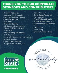 NEPA Gives 2026 sponsors and supporters recognized by Integrative Mind and Body Services.